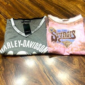 2 Harley Davidson women shirts gray 3X pink XL gray sleeveless pink long sleeve